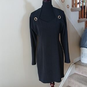 Joseph Ribkoff Black Dress with Gold Details